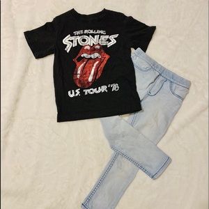 Rolling Stones toddler shirt and Jeggings